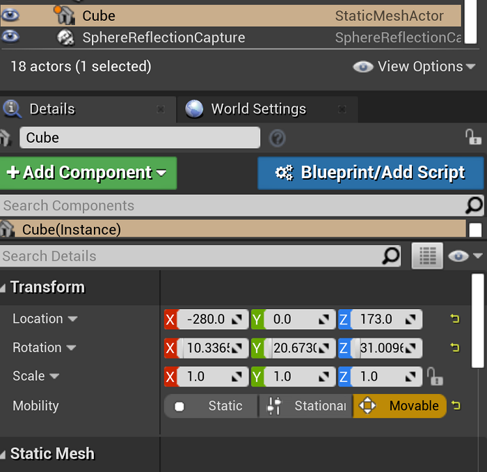 UE5 3D Object Transform